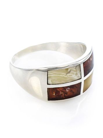 Multicolor Amber Ring In Sterling Silver The London, Ring Size: 8.5 / 18.5, image 