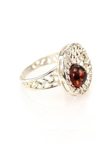 Round Amber Ring In Sterling Silver The Venus, Ring Size: 7 / 17.5, image 