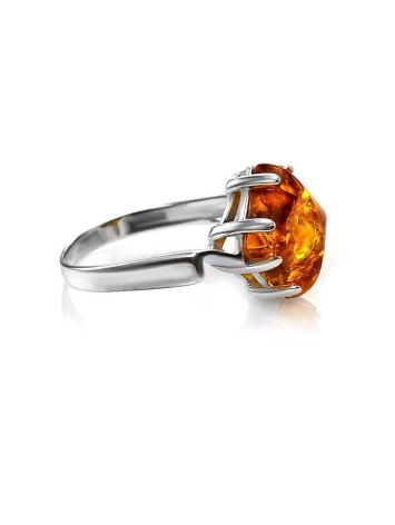 Bright Silver Ring With Cognac Amber The Astoria, Ring Size: 5.5 / 16, image 