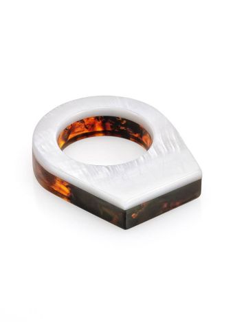 Stylish Amber Ring With Nacre The Magma, image 