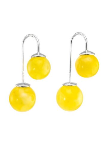 Bright Honey Amber Threader Earrings In Sterling Silver The Paris, image 