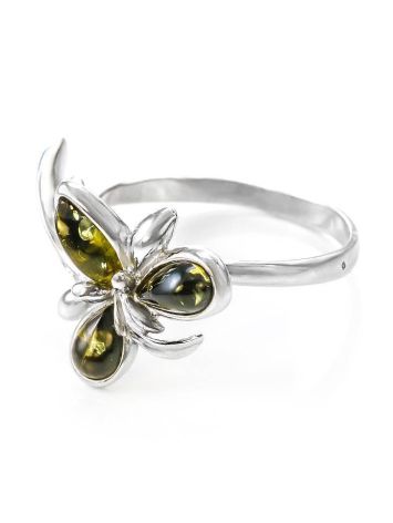 Wonderful Green Amber Ring In Sterling Silver The Verbena, Ring Size: 8 / 18, image , picture 3