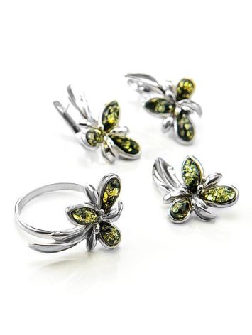 Wonderful Green Amber Ring In Sterling Silver The Verbena, Ring Size: 8 / 18, image , picture 4
