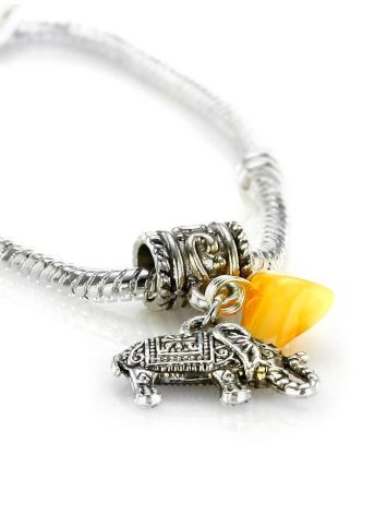 Metal Charm With Honey Amber The Elephant, image , picture 2