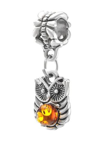 Metal Charm With Cognac Amber The Owl, image , picture 2