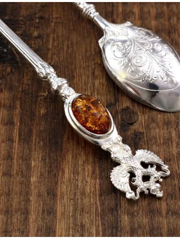 Sterling Silver Spoon With Cognac Amber, image , picture 2