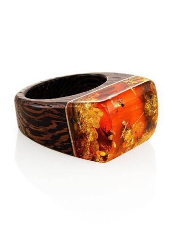 Wooden Ring With Lemon Amber The Indonesia, Ring Size: 7 / 17.5, image , picture 4