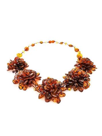 Cognac Amber Necklace The Chrysanthemum, image , picture 3