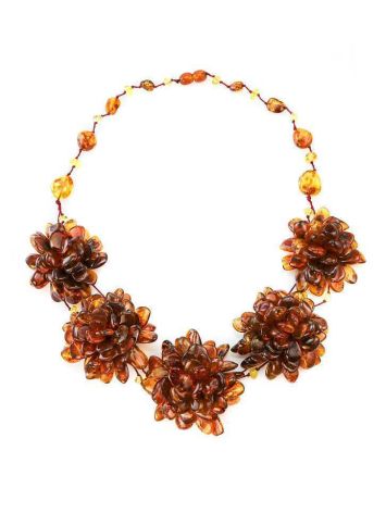 Cognac Amber Necklace The Chrysanthemum, image , picture 4