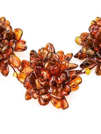 Cognac Amber Necklace The Chrysanthemum, image , picture 2