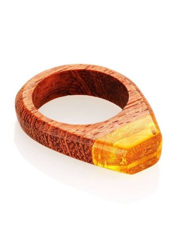 Redwood Ring With Lemon Amber The Indonesia, Ring Size: 9 / 19, image , picture 3