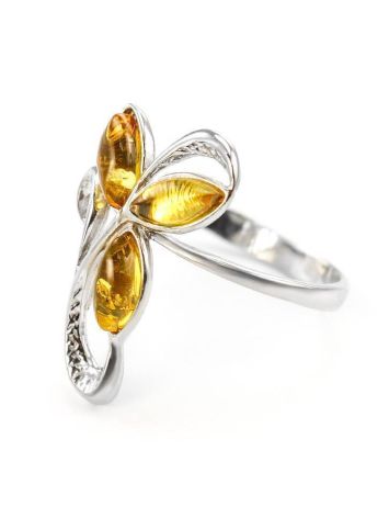 Floral Amber Ring In Sterling Silver The Verbena, Ring Size: 6 / 16.5, image , picture 4