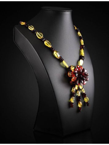 Two-Toned Amber Floral Necklace The Anemone, image , picture 2