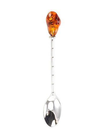 Cognac Amber Spoon In Sterling Silver, image 