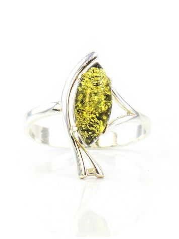 Green Amber Ring In Sterling Silver The Verbena, Ring Size: 5.5 / 16, image , picture 3