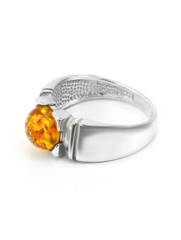 Bold Silver Ring With Cognac Amber The Rondo, Ring Size: 5.5 / 16, image , picture 2