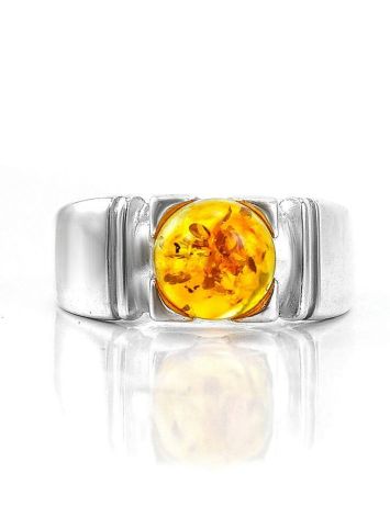 Bold Silver Ring With Cognac Amber The Rondo, Ring Size: 5.5 / 16, image , picture 4