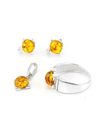 Bold Silver Ring With Cognac Amber The Rondo, Ring Size: 5.5 / 16, image , picture 5