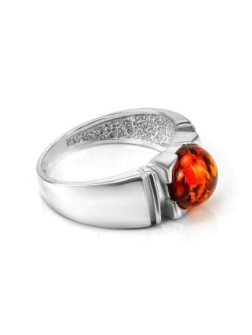 Stylish Silver Ring With Cherry Amber The Rondo, Ring Size: 5.5 / 16, image , picture 3