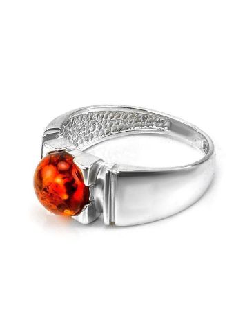 Stylish Silver Ring With Cherry Amber The Rondo, Ring Size: 5.5 / 16, image , picture 4