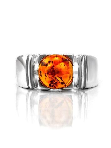 Stylish Silver Ring With Cherry Amber The Rondo, Ring Size: 5.5 / 16, image , picture 5