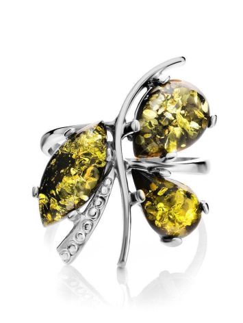 Green Amber Ring In Sterling Silver The Verbena, Ring Size: 10 / 20, image , picture 4