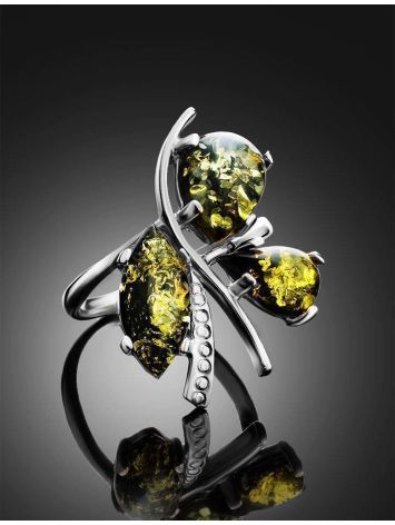 Green Amber Ring In Sterling Silver The Verbena, Ring Size: 10 / 20, image , picture 2