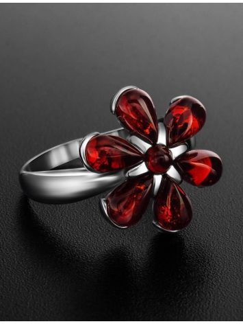 Wonderful Cherry Amber Ring In Sterling Silver The Verbena, Ring Size: 6.5 / 17, image , picture 2