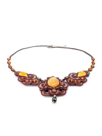 Glass Beads Braided Necklace With Amber And Crystals The India, image , picture 3