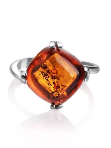 Cognac Amber Ring In Sterling Silver The Byzantium, Ring Size: 6.5 / 17, image , picture 5