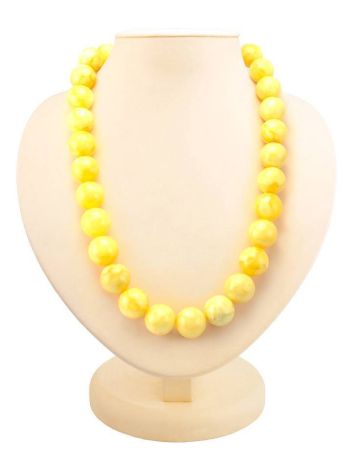 Delicate Honey Amber Ball Beaded Necklace, image 