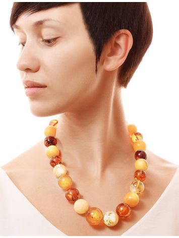 Mindblowing Multicolor Amber Ball Beaded Necklace, image , picture 2