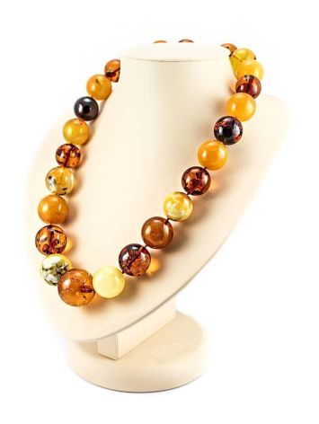 Mindblowing Multicolor Amber Ball Beaded Necklace, image , picture 3