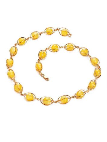 Honey Amber Necklace In Gold-Plated Silver The Algeria, image , picture 4