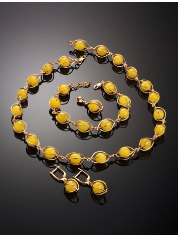 Honey Amber Necklace In Gold-Plated Silver The Algeria, image , picture 5