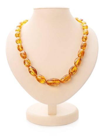 Olive Cut Amber Beaded Necklace, image 