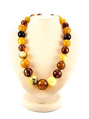 Mindblowing Multicolor Amber Ball Beaded Necklace, image 