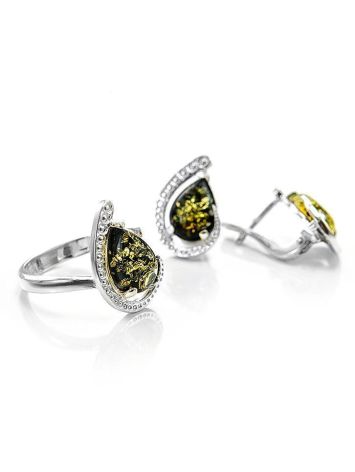 Green Amber Ring in Sterling Silver The Acapulco, Ring Size: 5.5 / 16, image , picture 5