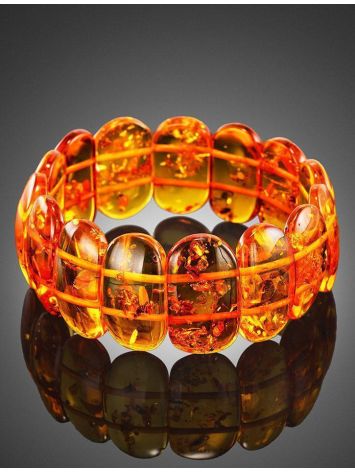 Cognac Amber Flat Beaded Bracelet, image , picture 2