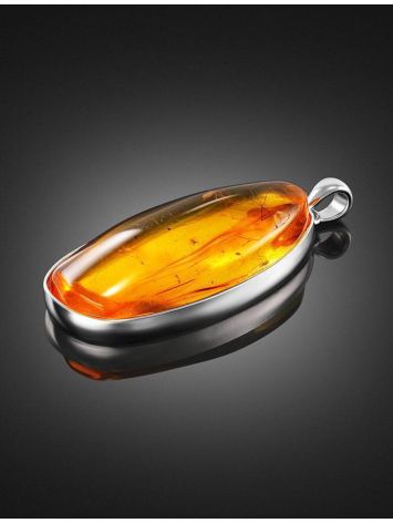 Drop Amber Pendant In Sterling Silver With Inclusions The Clio, image , picture 2