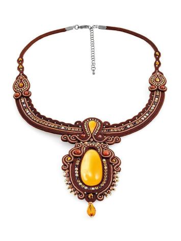 Braided Textile Necklace With Amber And Crystals The India, image , picture 4