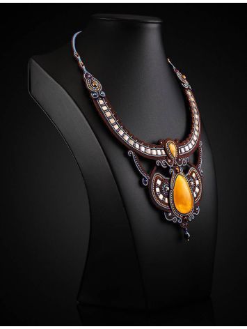 Textile Braided Necklace With Amber And Crystals The India, image , picture 2