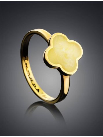 Clover Shaped Amber Ring In Gold-Plated Silver The Monaco, Ring Size: 6 / 16.5, image , picture 2