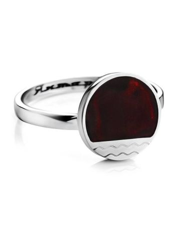 Geometric Amber Ring In Sterling Silver The Monaco, Ring Size: 8.5 / 18.5, image , picture 3