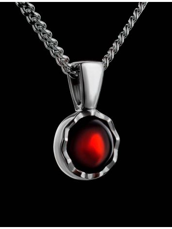 Sterling Silver Necklace With Cherry Amber, image , picture 2