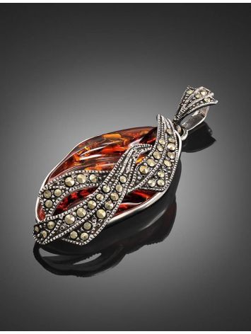 Cognac Amber Pendant In Sterling Silver With Crystals The Colorado, image , picture 2