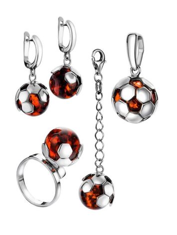 Silver Keychain With Cherry Amber The League, image , picture 3
