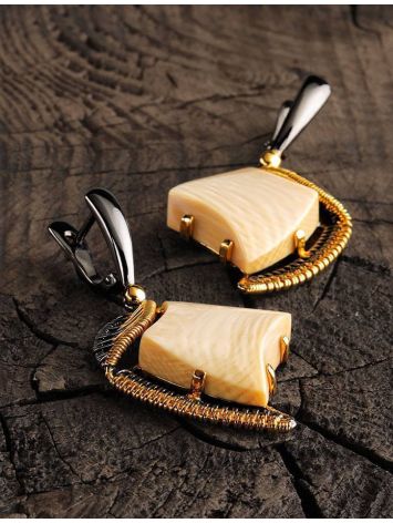 Gold-Plated Drop Earrings With Mammoth Tusk The Era, image , picture 2