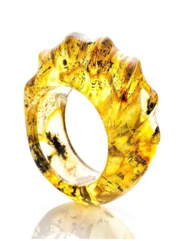 Handcrafted Carved Amber Band Ring The Magma, image , picture 3