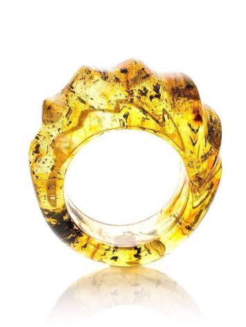 Handcrafted Carved Amber Band Ring The Magma, image , picture 4
